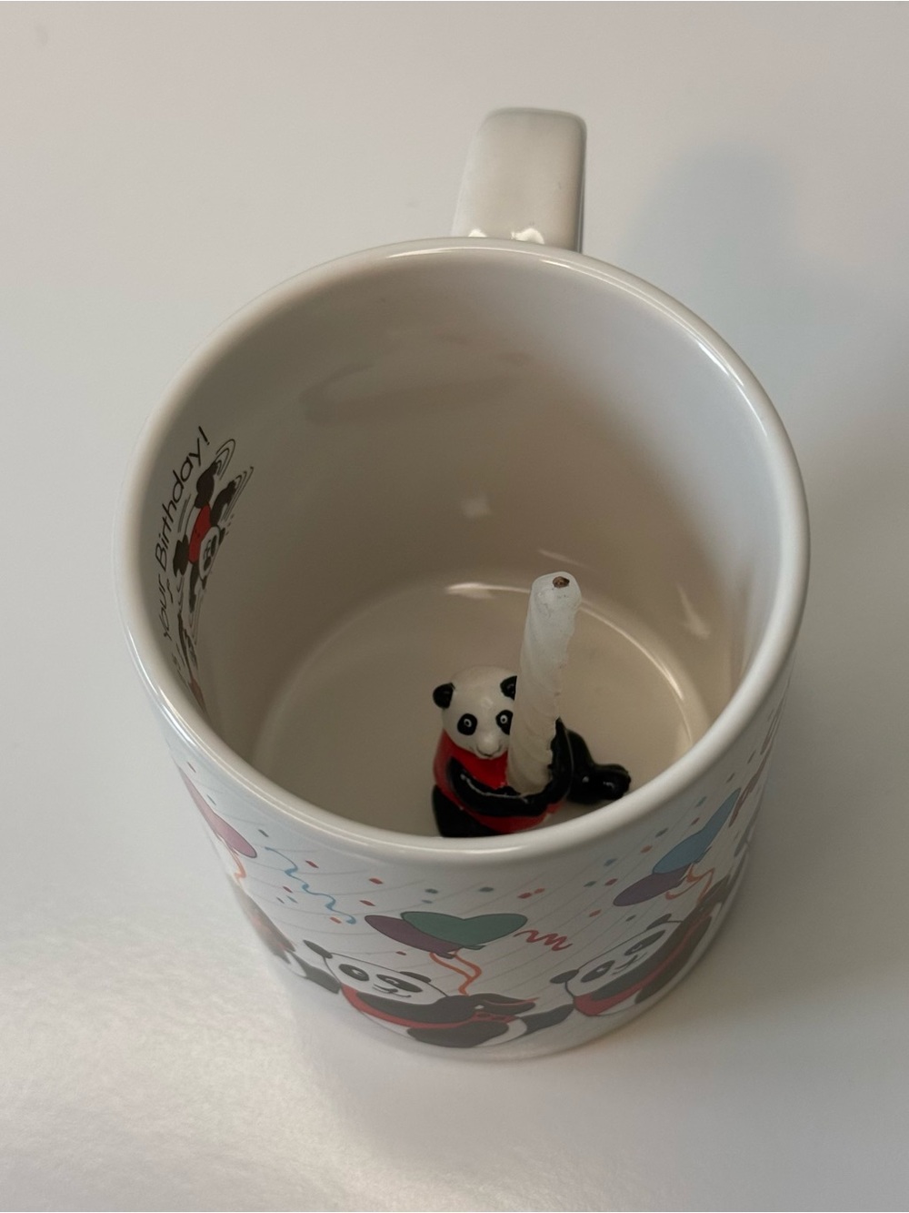 Vintage 1985 Panda-monium Birthday Mug Removable Panda Candle Figure